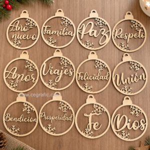 Kit 12 esferas navideñas madera mdf – Propósitos